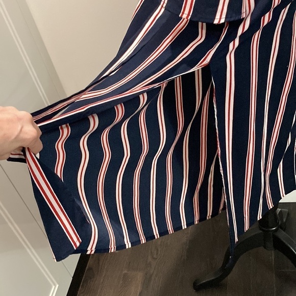 BLEUH Ciel Blue & Red Striped Duster Jacket Medium - Picture 10 of 16